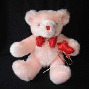 TB TRADING PINK BEAR WITH RED HEARTS PLUSH TOY